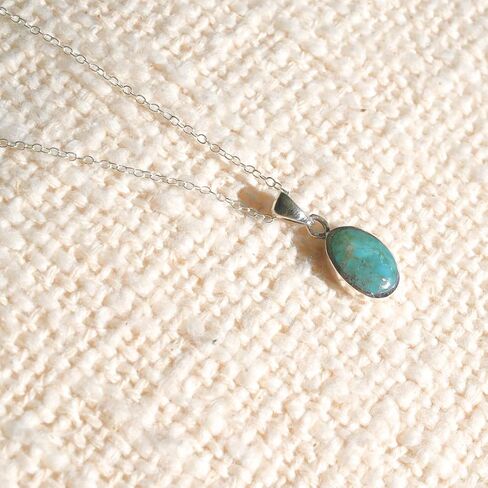 Natural Turquoise Pendant Necklace, 925 Silver Sterling Authentic Turquoise Stone (Oval Turquoise) in Saudi Arabia