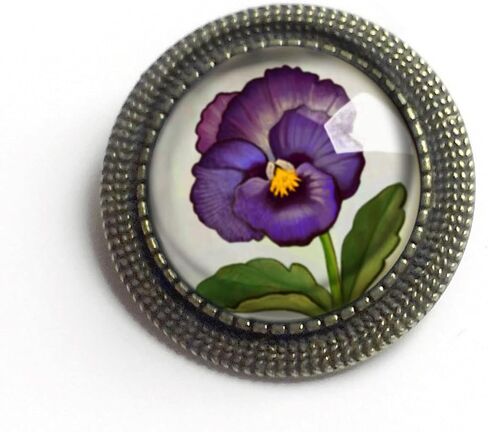 Purple Pansy Glass And Brass Brooch in Saudi Arabia