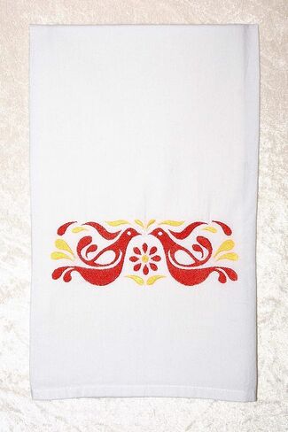 منشفة كيس طحين مطرزة - نمط بيركس عتيق - بيركس الصداقة - 26 بوصة × 26 بوصة - منشفة أطباق المطبخ - مصنوعة يدويًا من Green Acorn Kitchen in Kuwait