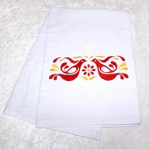 منشفة كيس طحين مطرزة - نمط بيركس عتيق - بيركس الصداقة - 26 بوصة × 26 بوصة - منشفة أطباق المطبخ - مصنوعة يدويًا من Green Acorn Kitchen in Kuwait