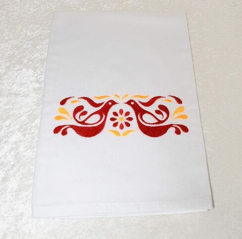 منشفة كيس طحين مطرزة - نمط بيركس عتيق - بيركس الصداقة - 26 بوصة × 26 بوصة - منشفة أطباق المطبخ - مصنوعة يدويًا من Green Acorn Kitchen in Kuwait