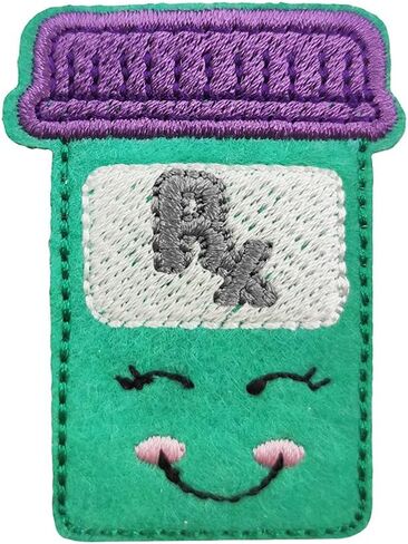 Pharmacy Pharmacist RX Pill Bottle Embroidered Iron On Patch in Saudi Arabia