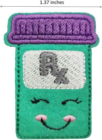 Pharmacy Pharmacist RX Pill Bottle Embroidered Iron On Patch in Saudi Arabia