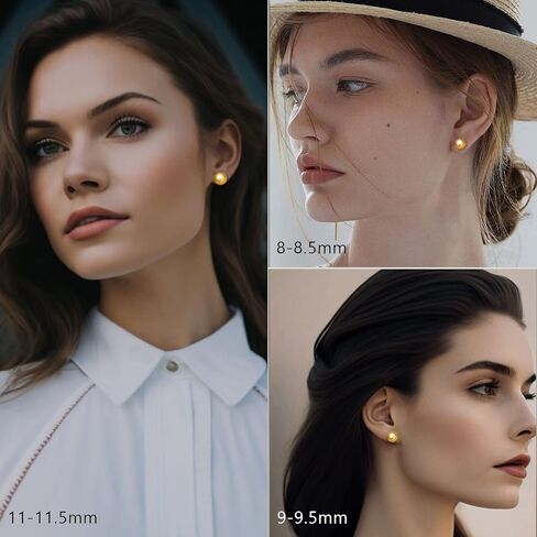 أقراط لؤلؤ يامي للنساء، أقراط لؤلؤ ذهبي أصلي، لؤلؤ أكويا للمياه المالحة، 925 أقراط من الفضة الاسترلينية لا تسبب الحساسية، هدايا مجوهرات بسيطة ومريحة للنساء، 7-7.5 ملم in Kuwait