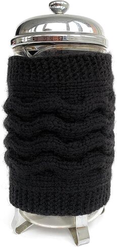 Hand Knit French Press Cozy Wool Warmer Cover Holiday Table Decor Black Tea Pot Housewarming Gift in Kuwait
