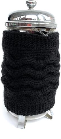 Hand Knit French Press Cozy Wool Warmer Cover Holiday Table Decor Black Tea Pot Housewarming Gift in Kuwait