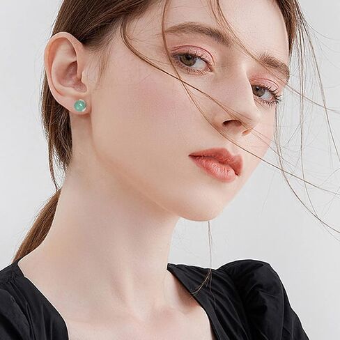 Christmas Reindeer Horn Earrings Antler Jade Stud Earrings Handmade Deer Horn Green Jade Earrings Stud, Sterling Silver Earrings Studs, Good Luck Earrings Gift for Birthday Anniversary (Gold, Antler) in Saudi Arabia