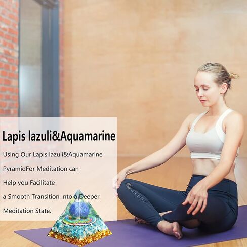 New Orgonite Pyramid For Success，Natural Crystals Pyramid，Crystals and Healing Stones Pyramid，Lapis lazuli & Aquamarine Orgone Pyramid，Decor Crystals，Protection，meditation，Gifts in Saudi Arabia