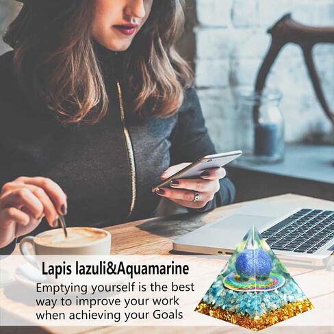 New Orgonite Pyramid For Success，Natural Crystals Pyramid，Crystals and Healing Stones Pyramid，Lapis lazuli & Aquamarine Orgone Pyramid，Decor Crystals，Protection，meditation，Gifts in Saudi Arabia