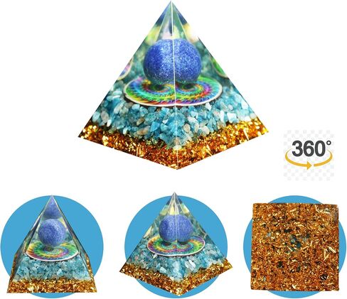 New Orgonite Pyramid For Success，Natural Crystals Pyramid，Crystals and Healing Stones Pyramid，Lapis lazuli & Aquamarine Orgone Pyramid，Decor Crystals，Protection，meditation，Gifts in Saudi Arabia