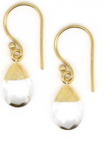 Gempires Natural Black Rutile Faceted Pear Dangle Earring, 14k Yellow Gold Plated Drop Dangle Earring For Women (Black Rutile) in Kuwait
