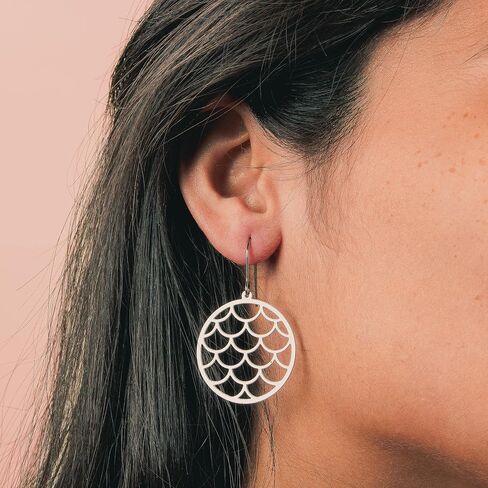 Large Silver Stainless Steel Bohemian Geometric Earrings | Boho Tribal Statement Jewelry for Women (Climbing Vine Earrings) in Kuwait