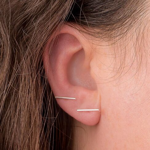 Handmade Sterling Silver Post Mini Bar Stud Earrings | Dainty Minimalist Jewelry for Women (Short 6mm) in Kuwait