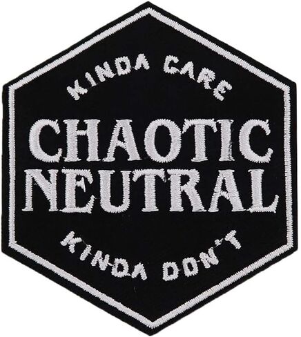 Chaotic Neutral Kinda Care Funny Meme Embroidered Iron On Patch in Saudi Arabia