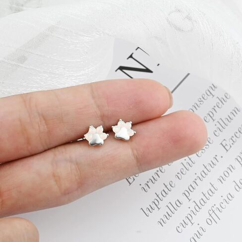 Pure Titanium Cat Paw Earrings Hypoallergenic Cute Earrings Handmade Dog Paw Stud earrings Animal Opal Paw Print Earrings for Teens Girls in Saudi Arabia