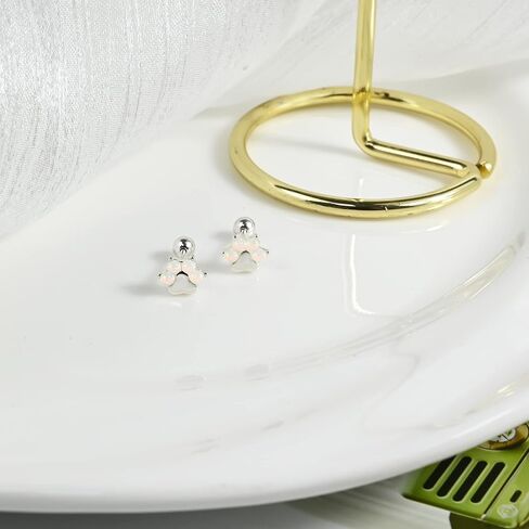 Pure Titanium Cat Paw Earrings Hypoallergenic Cute Earrings Handmade Dog Paw Stud earrings Animal Opal Paw Print Earrings for Teens Girls in Saudi Arabia