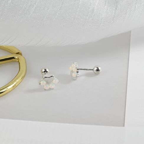Pure Titanium Cat Paw Earrings Hypoallergenic Cute Earrings Handmade Dog Paw Stud earrings Animal Opal Paw Print Earrings for Teens Girls in Saudi Arabia