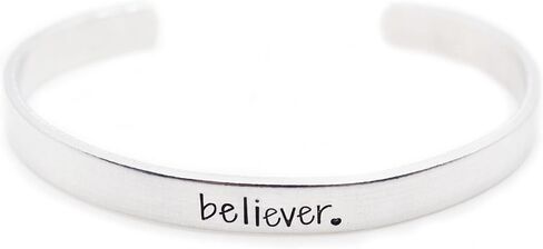 Believer Silver Cuff Bracelet - Adjustable Religious Cuff Bracelets for Women - Inspirational Jewelry Confirmation Baptism Christmas in Saudi Arabia