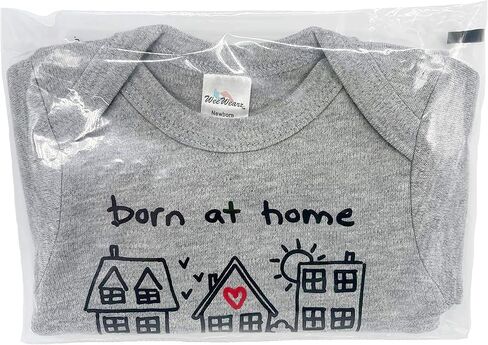 Born at Home Outfit, Home Birth, Birthed at Home Shirt for Baby, Birth Announcement Outfit, Crunchy Mom Gifts, Homebirth Shower Gift, Newborn Baby Clothes (3-6 Months, Long Sleeves, Blue) in Saudi Arabia