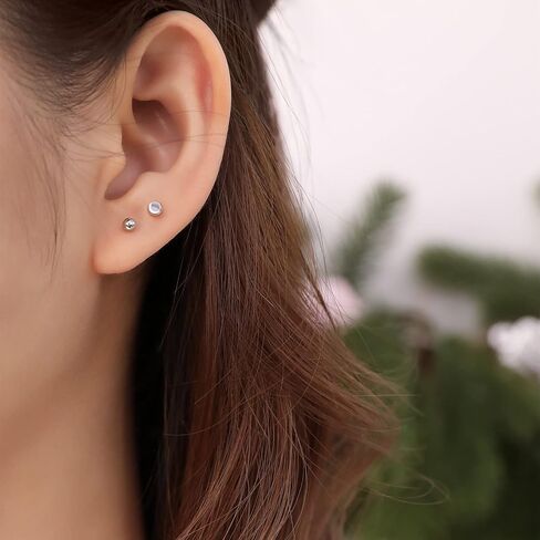 Ball Screw Back Earrings 925 Sterling Silver Studs Safety Ball Back Sleep-On Stud Earrings for Men Women Unisex Hypoallergenic, 3.6mm Circle, Gold in Kuwait