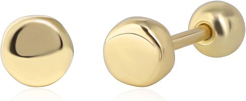 Ball Screw Back Earrings 925 Sterling Silver Studs Safety Ball Back Sleep-On Stud Earrings for Men Women Unisex Hypoallergenic, 3.6mm Circle, Gold in Kuwait