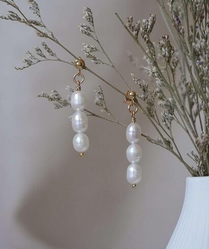 14K Gold Filled Dainty Pearl Drop Earrings Dangly Bridal Wedding Jewelry Minimal Pearl Earrings Mothers Day Christmas Gift For Women in Saudi Arabia