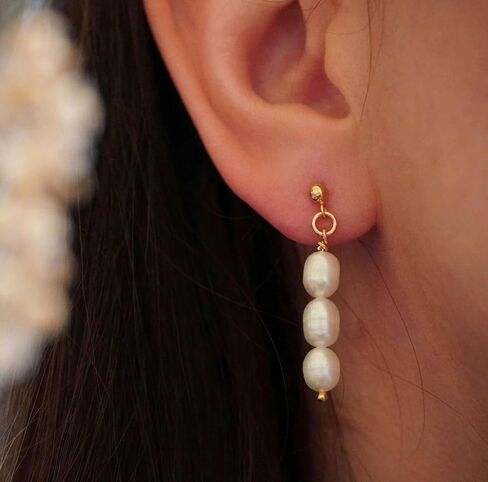14K Gold Filled Dainty Pearl Drop Earrings Dangly Bridal Wedding Jewelry Minimal Pearl Earrings Mothers Day Christmas Gift For Women in Saudi Arabia