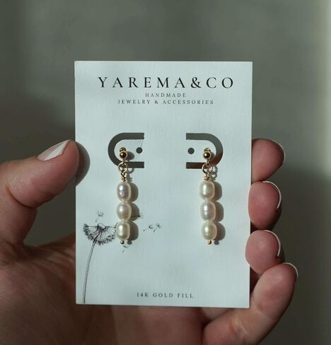 14K Gold Filled Dainty Pearl Drop Earrings Dangly Bridal Wedding Jewelry Minimal Pearl Earrings Mothers Day Christmas Gift For Women in Saudi Arabia