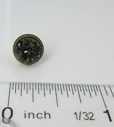 Antiqued Gold-tone Olive Green Faux Druzy Stone Stud Earrings (8mm) in Saudi Arabia