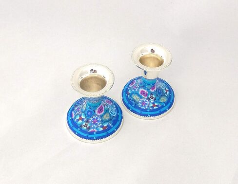 Shabbat Candlesticks, Handmade Small Candlestick Holders Made of Nickel and Polymer Clay, Perfect Housewarming and Wedding Gift in Saudi Arabia