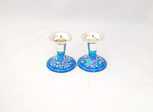 Shabbat Candlesticks, Handmade Small Candlestick Holders Made of Nickel and Polymer Clay, Perfect Housewarming and Wedding Gift in Saudi Arabia