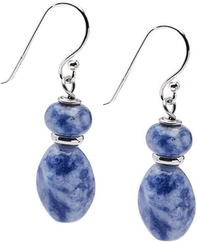 أقراط VN Jewelry مصنوعة يدويًا من الأحجار الكريمة الطبيعية والفضة الاسترليني المتدلية | أفكار هدايا للنساء والفتيات (العقيق الأزرق) in Kuwait