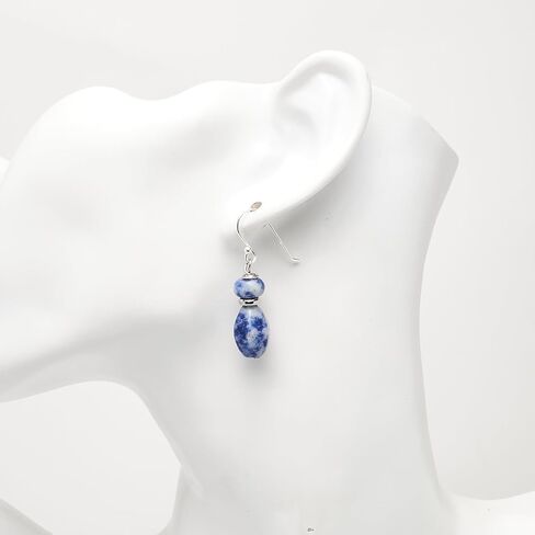 أقراط VN Jewelry مصنوعة يدويًا من الأحجار الكريمة الطبيعية والفضة الاسترليني المتدلية | أفكار هدايا للنساء والفتيات (العقيق الأزرق) in Kuwait