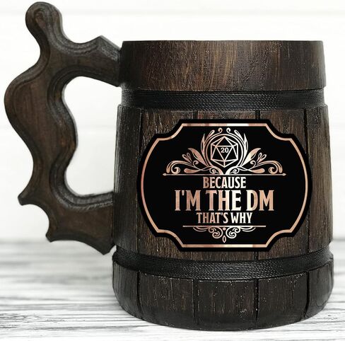 لأنني DM لهذا السبب قدح الزنزانات والتنينات للحفلات DM كوب البيرة الخشبي 17oz هدايا لعشاق dnd Dungeon Master D&D Beer Stein الذكرى السنوية لعيد الميلاد وعيد الميلاد هدايا له Beer Tankard K666 in Kuwait