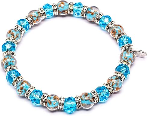 Authentic Murano Glass Elastic Stretch Bracelet - Handmade in Venice - Italian Jewelry - Lampwork Beads - Free Gift - Gift - Made in Italy in Saudi Arabia