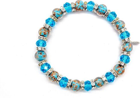 Authentic Murano Glass Elastic Stretch Bracelet - Handmade in Venice - Italian Jewelry - Lampwork Beads - Free Gift - Gift - Made in Italy in Saudi Arabia