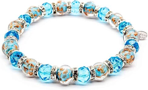 Authentic Murano Glass Elastic Stretch Bracelet - Handmade in Venice - Italian Jewelry - Lampwork Beads - Free Gift - Gift - Made in Italy in Saudi Arabia