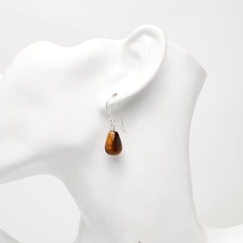 VN Jewelry أقراط متدلية من الفضة الإسترليني والأحجار الكريمة الطبيعية للنساء أقراط متدلية على شكل دمعة للنساء والسيدات والفتيات (العقيق الأسود) in Kuwait