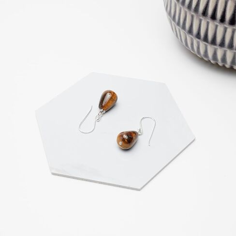 VN Jewelry أقراط متدلية من الفضة الإسترليني والأحجار الكريمة الطبيعية للنساء أقراط متدلية على شكل دمعة للنساء والسيدات والفتيات (العقيق الأسود) in Kuwait