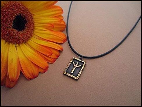 All 24 Viking Futhark Rune Pendants with Adjustable String Fehu Othala Dagaz Anzus Kenaz Ehwaz Berkano Isa Hagalaz Mannaz Wunjo Gebo Perthro Laguz Ingwaz Tiwaz Eihwaz Sowilo Charm (Dagaz) in Saudi Arabia
