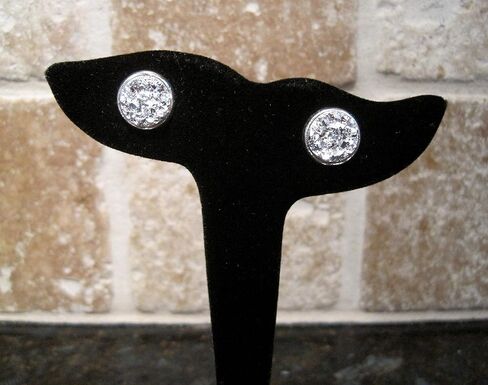 Silver-tone Metallic Faux Druzy Stone Stud Earrings 12mm (Blue) in Kuwait