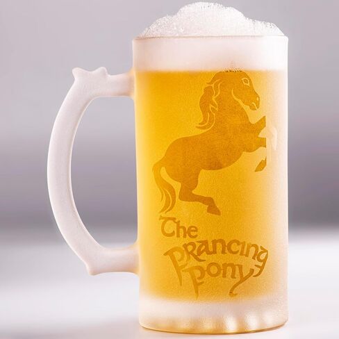 Prancing Pony Sandblasted Glass Beer Stein, 17 oz, Lord Frozen Glass, Gift For Him, Gamer Gifts, Beer Mug Glass, Fantasy Beer Tankard, Geek Groomsmen Gift, Gift Ideas For Men in Saudi Arabia