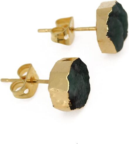 Gempires Natural Raw Pink Opal Stud Post Earrings, Rough Crystal Earring, 8-10 mm Opal Studs, 14k Gold Plated, October Birthstone, Opal Jewelry for Women, Graduation Gifts in Saudi Arabia