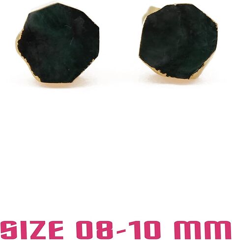 Gempires Natural Raw Pink Opal Stud Post Earrings, Rough Crystal Earring, 8-10 mm Opal Studs, 14k Gold Plated, October Birthstone, Opal Jewelry for Women, Graduation Gifts in Saudi Arabia