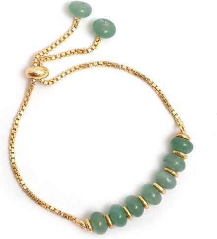 Gempires Natural Amazonite Beads Bolo Bracelet, 14k Yellow Gold Plated Handmade Jewerly, Adjustable Bracelets For Women (Amazonite) in Saudi Arabia
