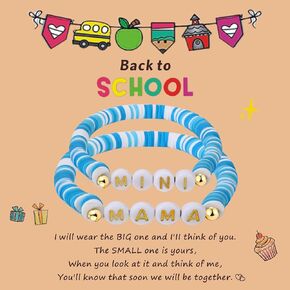 First day of Shcool Kindergarten First Grade Back to School Bracelet Gifts Mom and Daughter Mommy and Me Bracelets (Style1, Back to School) in Saudi Arabia