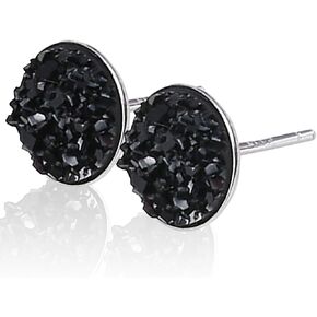 أقراط VDKIDKT Druzy، أقراط Druzy صناعية فضية اللون 8 مم، أقراط مرصعة بالكريستال من الفضة الإسترليني عيار 925 للنساء (فضي)