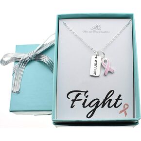 Breast Cancer Survivor Necklace. Warrior Charm in Sterling Silver Accented by a Pink Ribbon. Breast Cancer Gifts. Breast Cancer Survivor. Breast Cancer Awareness in Saudi Arabia