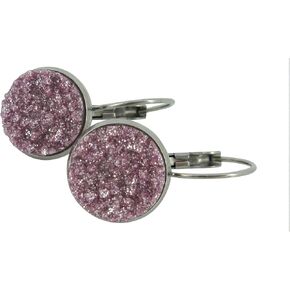 Summerfield Collection Stainless Steel Lilac Glitter Faux Druzy Stone Lever-back Drop Earrings 12mm in Saudi Arabia