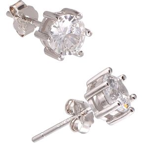 5MM Sterling Silver Cubic Zirconia Black Diamond Studs Earrings Post Backs, Black Rhodium Plating in Kuwait